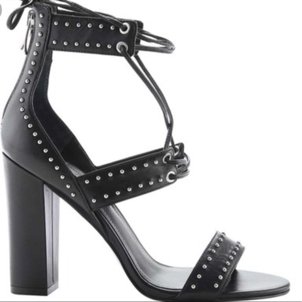 Kendall + Kylie Dawn leather studded block heel
